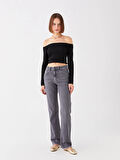 LCW Vision GRİ Straight Fit Kadın Jean Pantolon