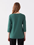 LCWAIKIKI Basic Yeşil Kadın Bisiklet Yaka Düz Bluz