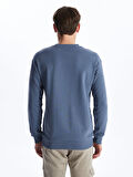 LCW Casual MAVİ Bisiklet Yaka Uzun Kollu Baskılı Erkek Sweatshirt