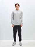 LCW Casual GRİ Bisiklet Yaka Uzun Kollu Baskılı Erkek Sweatshirt