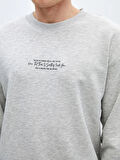 LCW Casual GRİ Bisiklet Yaka Uzun Kollu Baskılı Erkek Sweatshirt