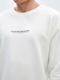 LCW Casual EKRU Bisiklet Yaka Uzun Kollu Baskılı Erkek Sweatshirt