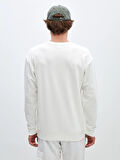 LCW Casual EKRU Bisiklet Yaka Uzun Kollu Baskılı Erkek Sweatshirt