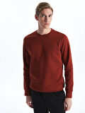 LCWAIKIKI Classic Kahverengi Bisiklet Yaka Uzun Kollu Erkek Kalın Sweatshirt