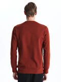 LCWAIKIKI Classic Kahverengi Bisiklet Yaka Uzun Kollu Erkek Kalın Sweatshirt
