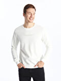 LCWAIKIKI Classic EKRU Bisiklet Yaka Uzun Kollu Baskılı Erkek Sweatshirt