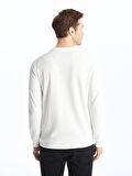 LCWAIKIKI Classic EKRU Bisiklet Yaka Uzun Kollu Baskılı Erkek Sweatshirt