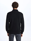 LCWAIKIKI Classic Siyah Dik Yaka Uzun Kollu Erkek Sweatshirt