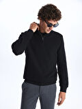 LCWAIKIKI Classic Siyah Dik Yaka Uzun Kollu Erkek Sweatshirt