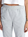 XSIDE Gri Kadın Beli Lastikli Düz Jogger Eşofman Altı