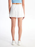 XSIDE ACTIVE Beyaz Kadın Beli Lastikli Düz Şort Etek