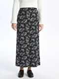 LCW Grace Siyah Beli Lastikli Desenli Kadın Etek