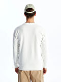LCW Casual Ekru Bisiklet Yaka Uzun Kollu Baskılı Erkek Sweatshirt