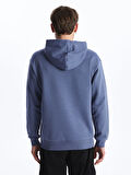 LCW Casual İNDİGO Uzun Kollu Erkek Kalın Hoodie