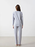 Bisiklet Yaka Baskılı Kadın Pijama Takımı_W4LG27Z8-DEK_8684141658447_L
