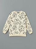 Bisiklet Yaka Çiçekli Kız Çocuk Sweatshirt_W4LF39Z4-E03_8684141659062_8-9 Yaş