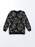 Bisiklet Yaka Çiçekli Kız Çocuk Sweatshirt_W4LF39Z4-HEG_8684141659154_8-9 Yaş