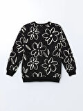 Bisiklet Yaka Çiçekli Kız Çocuk Sweatshirt_W4LF39Z4-HEG_8684141659154_8-9 Yaş