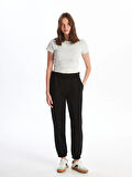 XSIDE Siyah Beli Lastikli Kadın Kalın Jogger Eşofman Altı