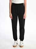 XSIDE Siyah Kadın Beli Lastikli Düz Jogger Eşofman Altı