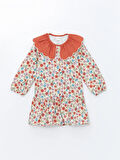 Bebe Yaka Uzun Kollu Çiçekli Kız Çocuk Elbise_W4CR89Z1-LRA86841431512673-4 Yaş