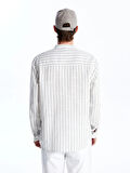 XSIDE Yeşil Regular Fit Uzun Kollu Çizgili Poplin Erkek Gömlek