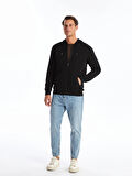 LCWAIKIKI Classic Siyah Kapüşonlu Uzun Kollu Erkek Kalın Fermuarlı Sweatshirt