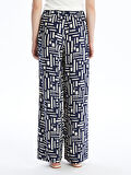LCW Modest Mavi Beli Lastikli Desenli Kadın Palazzo Pantolon