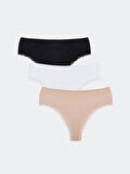 LCW DREAM Pembe Dantel Detaylı Brazilian Külot 3'lü Paket