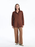 LCWAIKIKI Classic Kahverengi Düz Oversize Kadın Gömlek Tunik