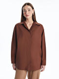 LCWAIKIKI Classic Kahverengi Düz Oversize Kadın Gömlek Tunik