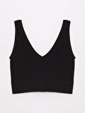 XSIDE ACTIVE SİYAH V Yaka Düz Seamless Kadın Spor Büstiyer