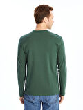 LCWAIKIKI Classic Yeşil Bisiklet Yaka Uzun Kollu Baskılı Erkek Sweatshirt