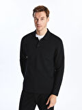 LCWAIKIKI Classic SİYAH Polo Yaka Uzun Kollu Erkek Sweatshirt