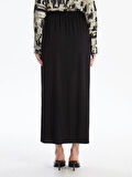 LCW Grace SİYAH Kadın Beli Lastikli Düz Etek
