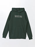 LCWAIKIKI Classic YEŞİL Uzun Kollu Baskılı Erkek Kalın Hoodie
