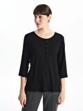LCWAIKIKI Classic Siyah Bisiklet Yaka Kadın Bluz