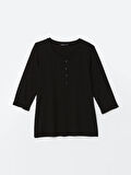 LCWAIKIKI Classic Siyah Bisiklet Yaka Kadın Bluz