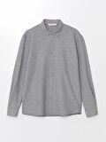 LCW Vision Gri Slim Fit Uzun Kollu Erkek Dokulu Gömlek