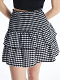 XSIDE SİYAH Beli Lastikli Ekose Kadın Etek