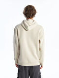 LCW Casual Bej Uzun Kollu Baskılı Erkek Kalın Hoodie
