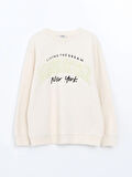 Bisiklet Yaka Baskılı Oversize Kadın Kalın Sweatshirt_W4HB49Z8-YMU_8684145822653_M