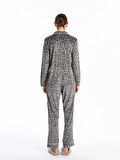 Gömlek Yaka Leopar Desenli Kadın Pijama Takımı_W41540Z8-LRW_8684145966777_3XL