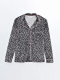 Gömlek Yaka Leopar Desenli Kadın Pijama Takımı_W41540Z8-LRW_8684145966777_3XL