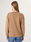 Bisiklet Yaka Baskılı Oversize Kadın Kalın Sweatshirt_W4LC06Z8-R3D_8684146105151_M
