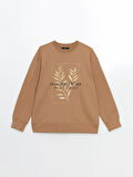 Bisiklet Yaka Baskılı Oversize Kadın Kalın Sweatshirt_W4LC06Z8-R3D_8684146105168_L
