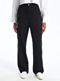 XSIDE Siyah Standart Fit Gabardin Kadın Kargo Pantolon