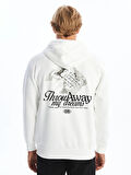 LCW Casual EKRU Uzun Kollu Baskılı Erkek Kalın Hoodie