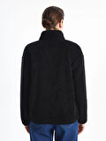 LCWAIKIKI Basic Siyah Dik Yaka Pelüş Kadın Fermuarlı Sweatshirt