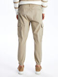 XSIDE Bej Slim Fit Gabardin Erkek Kargo Pantolon